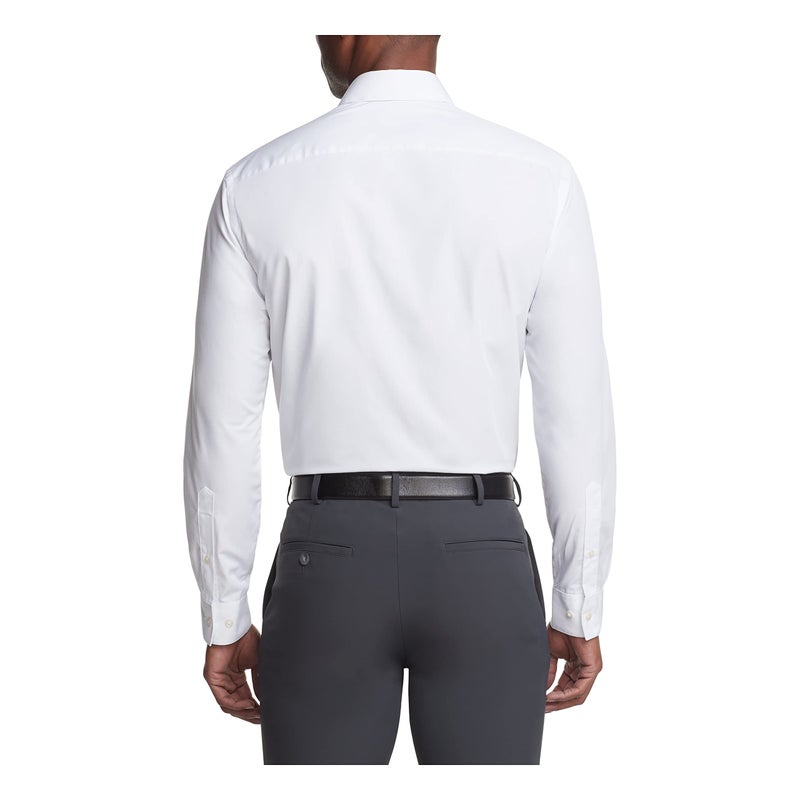 Van Heusen Men's Dress Shirt Regular Fit Poplin Solid, White, 17.5" Neck 36"-37" Sleeve - Image 2